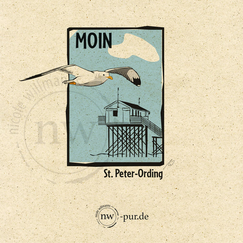Postkarte "Moin, St.-Peter-Ording", Stelzenhaus