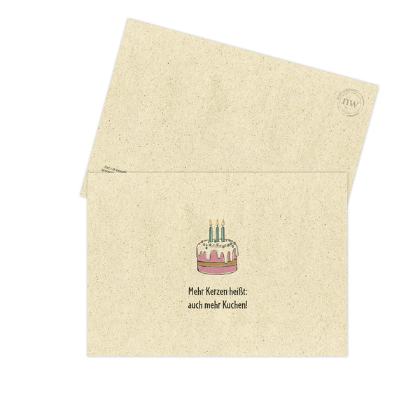 Postkarte "Mehr Kerzen heißt: auch mehr Kuchen!"