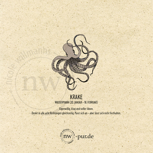Postkarte "Krake", Wassermann
