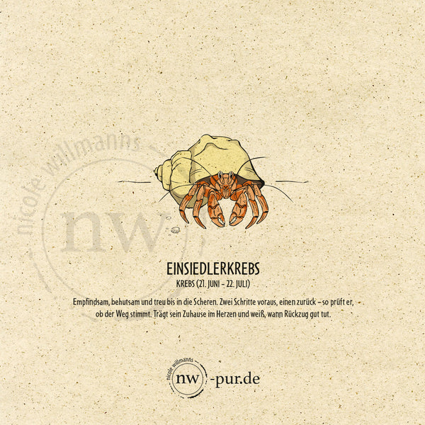 Postkarte "Einsiedlerkrebs", Krebs