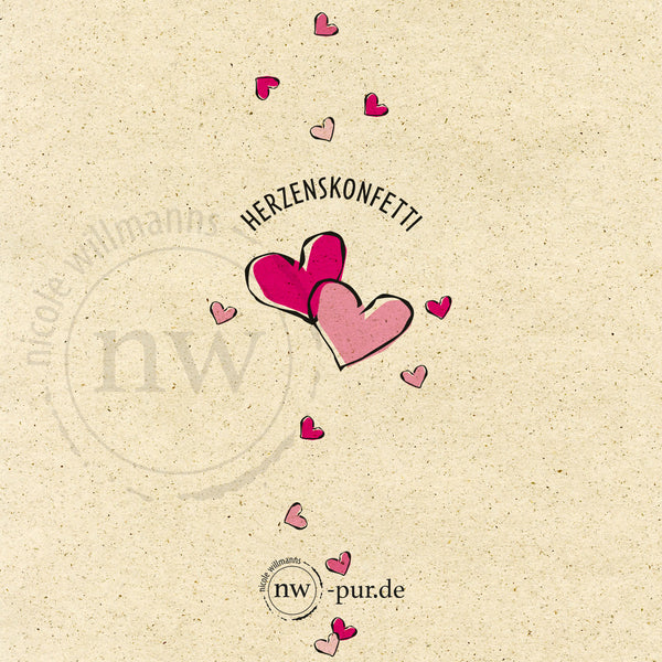 Postkarte "Herzenskonfetti", Konfetti Herzen