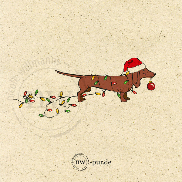Postkarte "Weihnachtsdackel"
