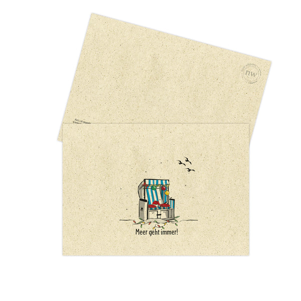 Postkarte "Meer geht immer" Weihnachtsstrandkorb