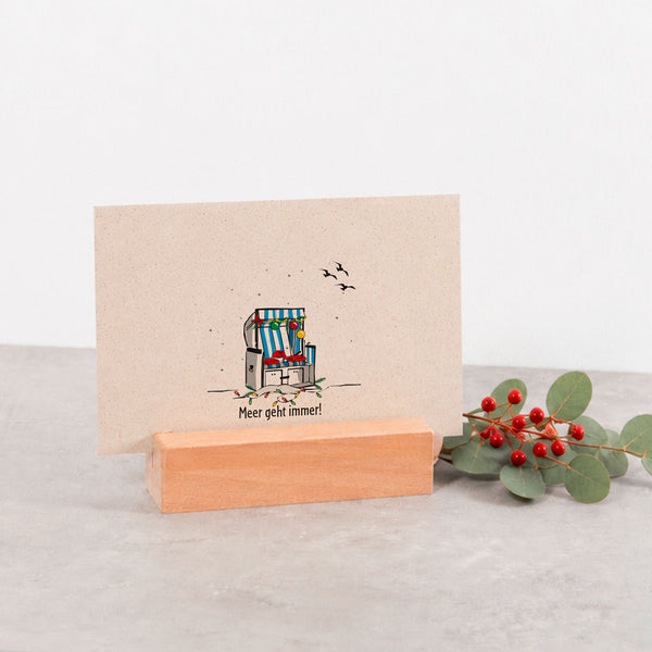 Postkarte "Meer geht immer" Weihnachtsstrandkorb