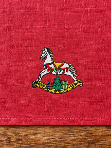 Geschirrtuch "Schaukelpferd", rot