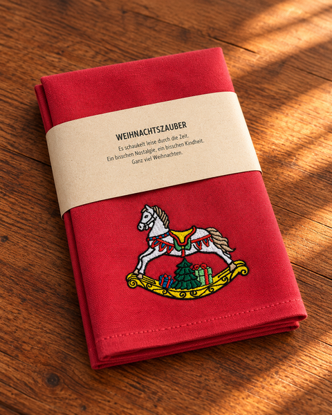 Geschirrtuch "Schaukelpferd", rot