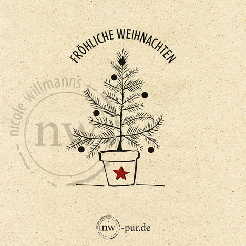 Postkarte "Nadelbäumchen – Fröhliche Weihnachten"