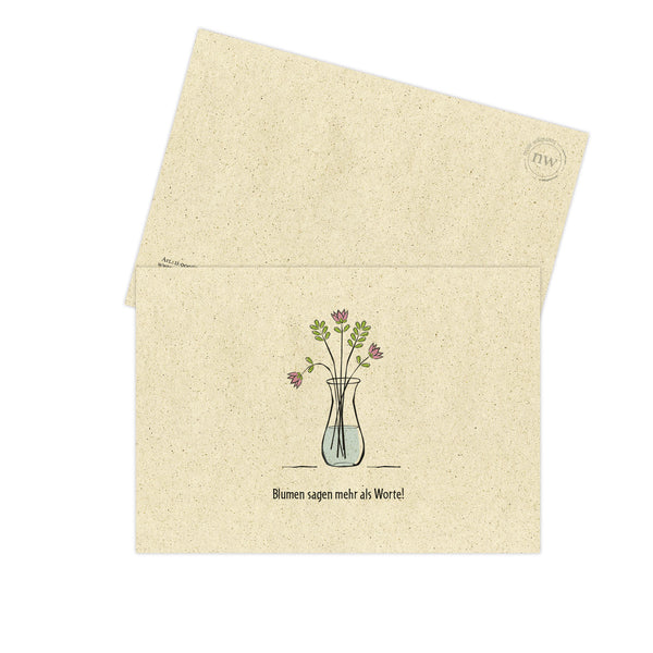 Postkarte "Blumen sagen mehr als Worte!" Vase