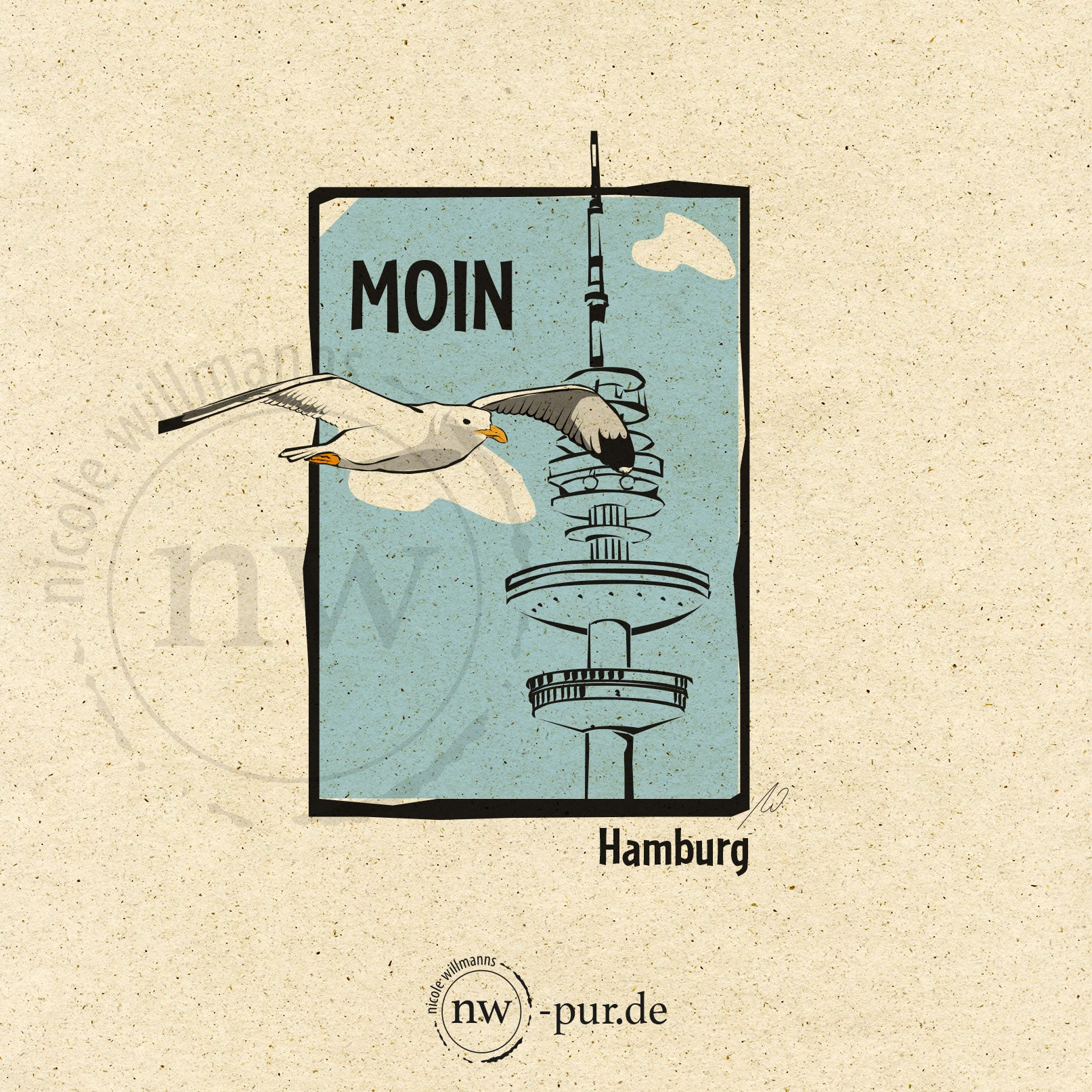 Postkarte "Moin, Hamburg", Fernsehturm
