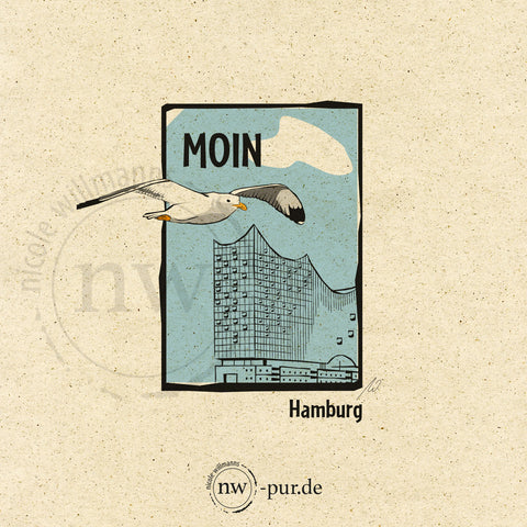 Postkarte "Moin, Hamburg", Elphilamoni